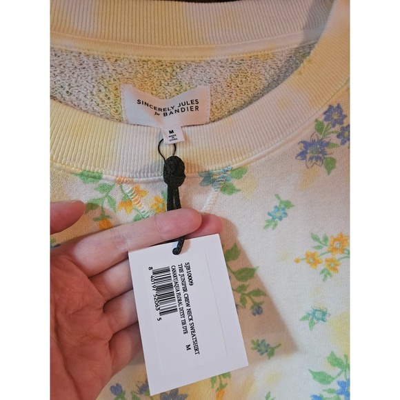 Bandier x Sincerely Jules The Juniper Sweatshirt Canary/Aqua Floral Medium - Picture 7 of 8